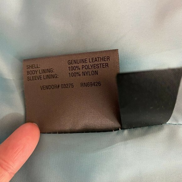 Wilsons Leather Jacket L Womens Retro V-Neck 1-Button Pockets Brown White Piping - Picture 9 of 10